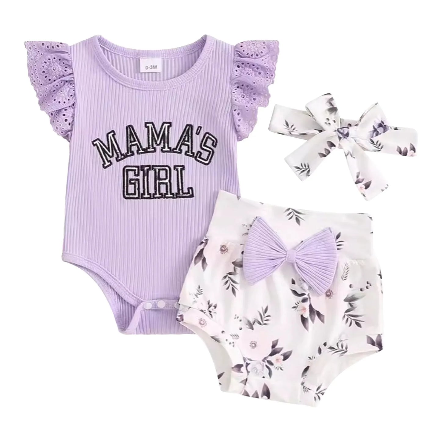 Printed Ribbed Floral Romper Bodysuit