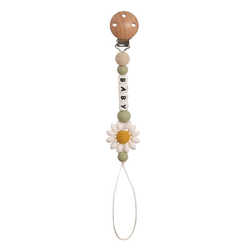 Bunny Pacifier Chain Wood Crochet Rabbit