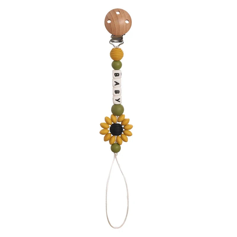 Bunny Pacifier Chain Wood Crochet Rabbit