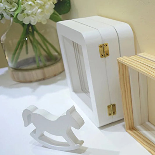 White Rocking Horse Wooden Decor Ornament