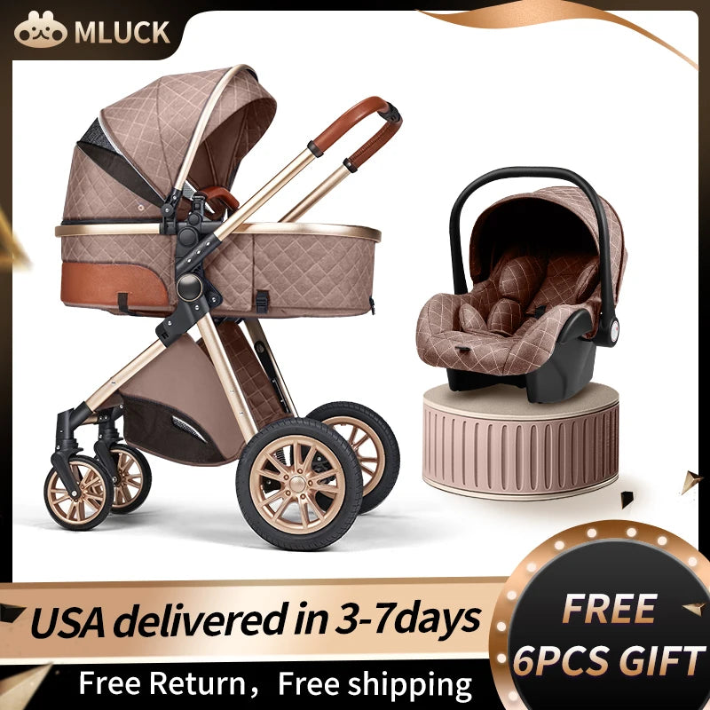 luxury baby stroller Fashion Baby Stroller 3 in 1 Luxury Gray / CHINA