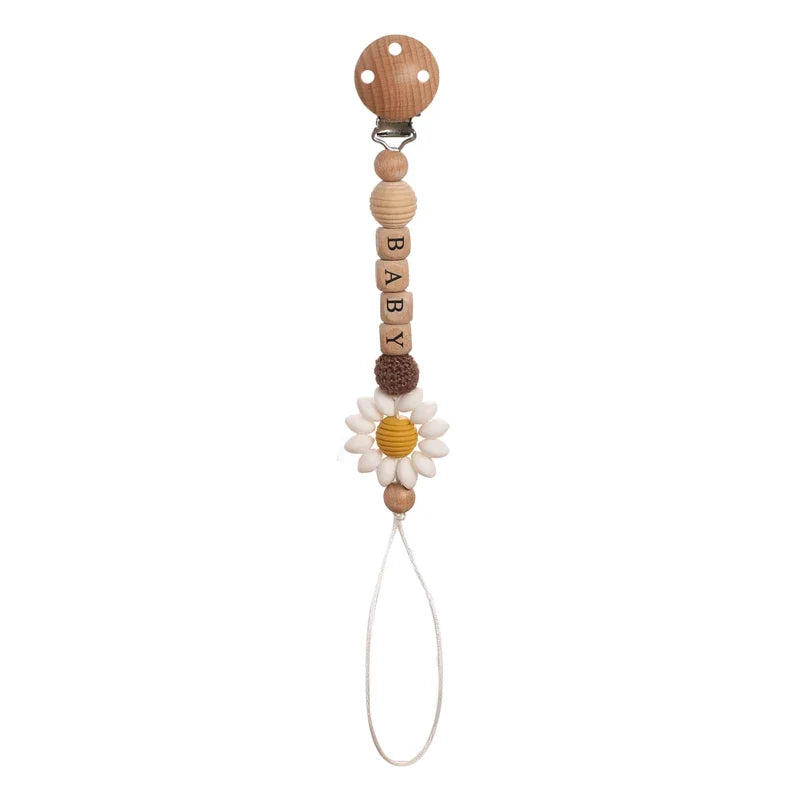 Bunny Pacifier Chain Wood Crochet Rabbit