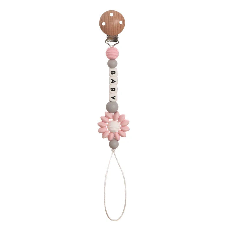 Bunny Pacifier Chain Wood Crochet Rabbit