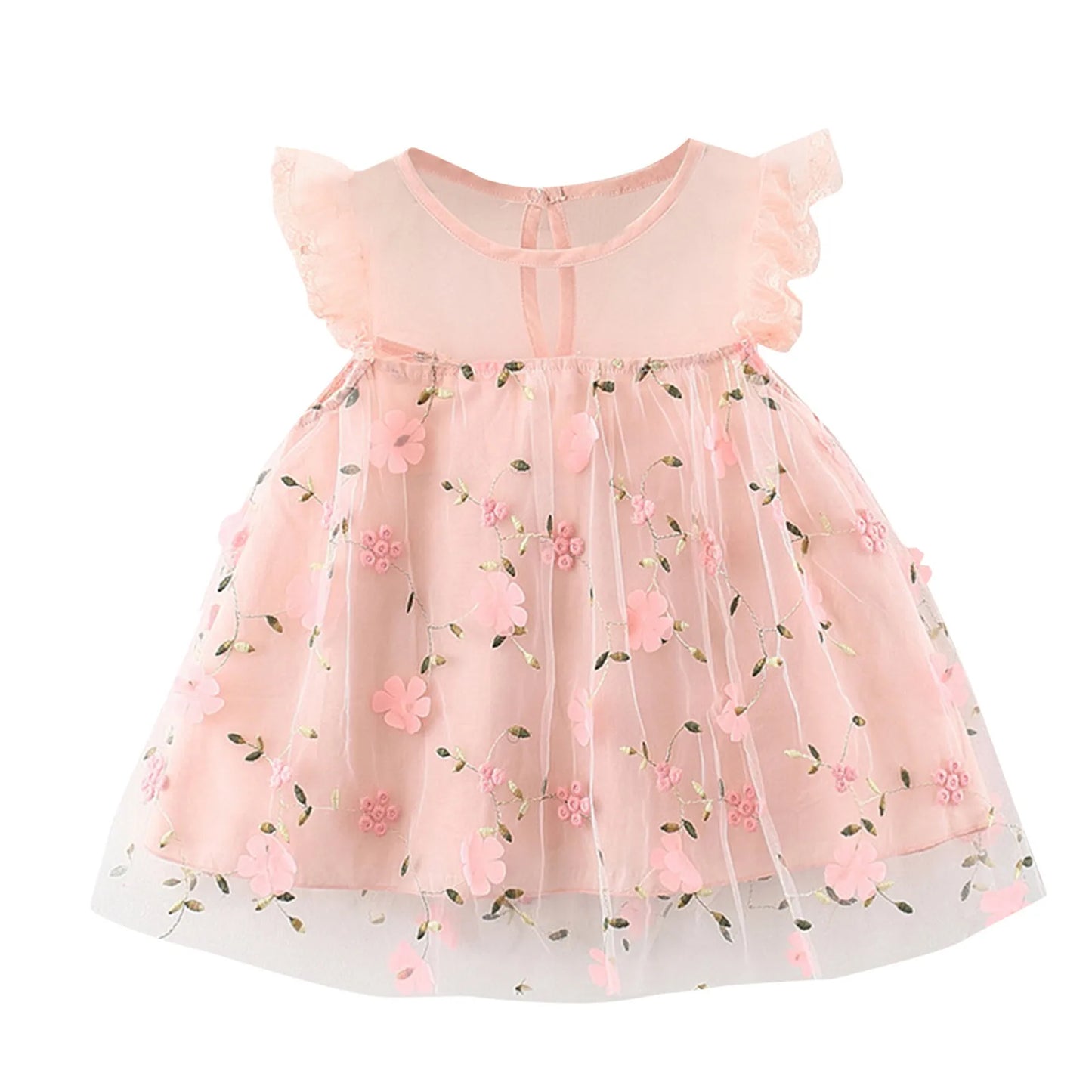 Girls Embroidery Floral Tulle Dress