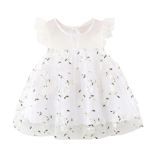 Girls Embroidery Floral Tulle Dress