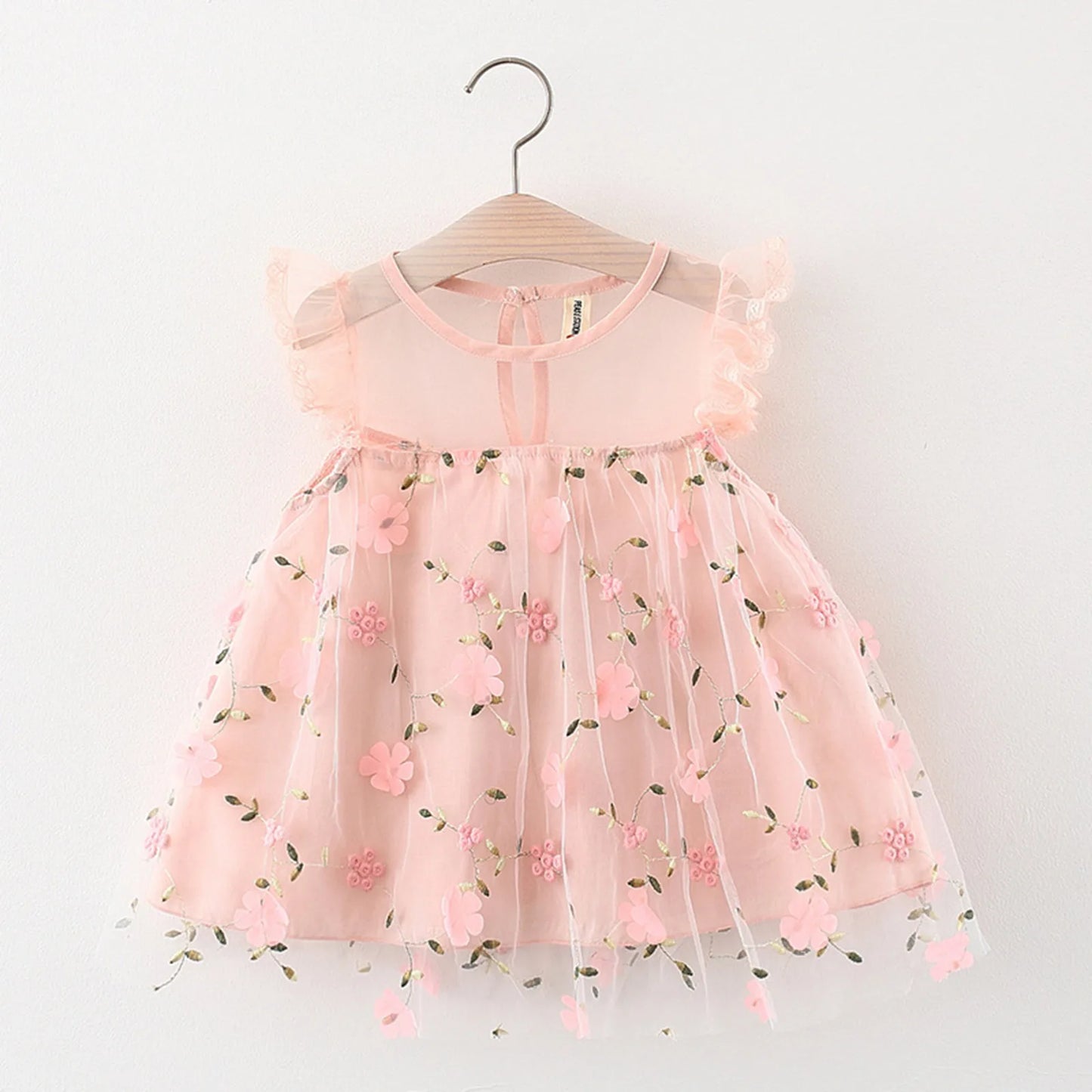 Girls Embroidery Floral Tulle Dress