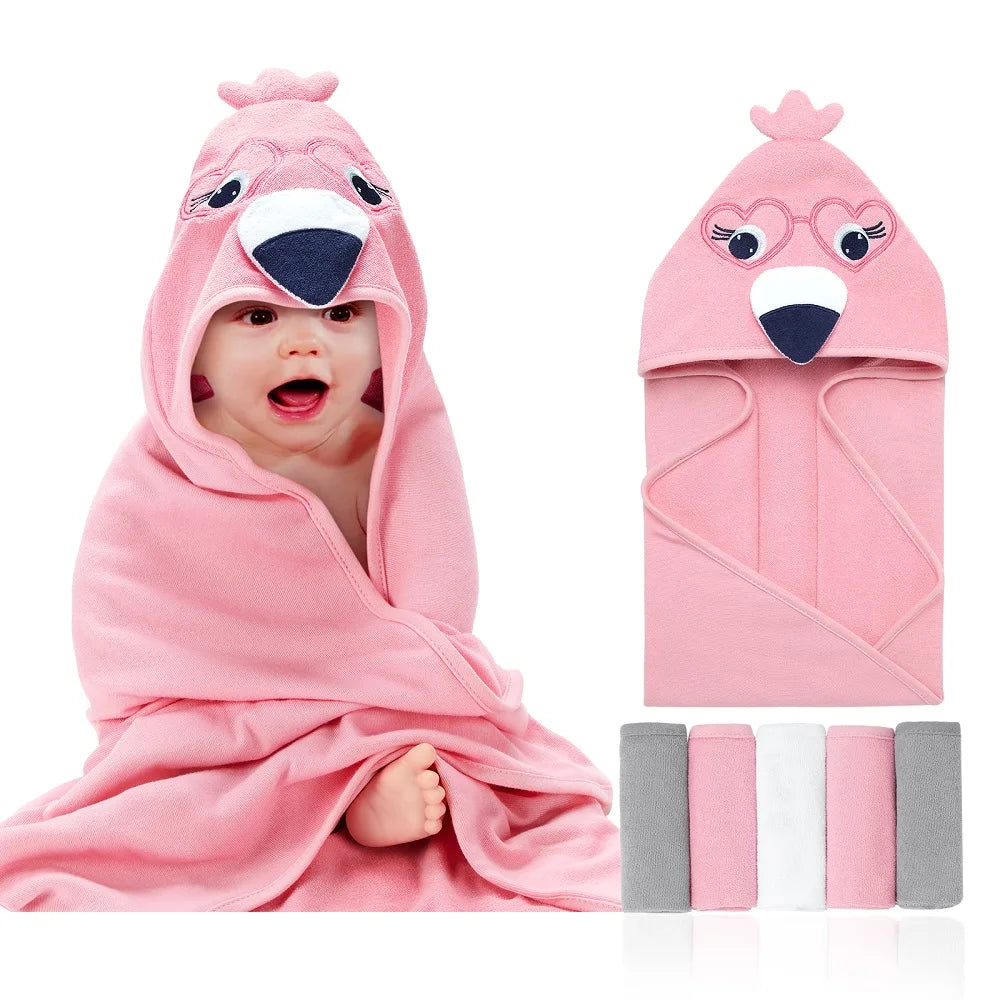 Cartoon Baby Bath Soft Hooded Towels