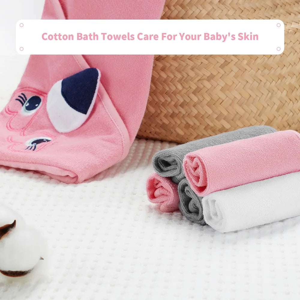 Cartoon Baby Bath Soft Hooded Towels