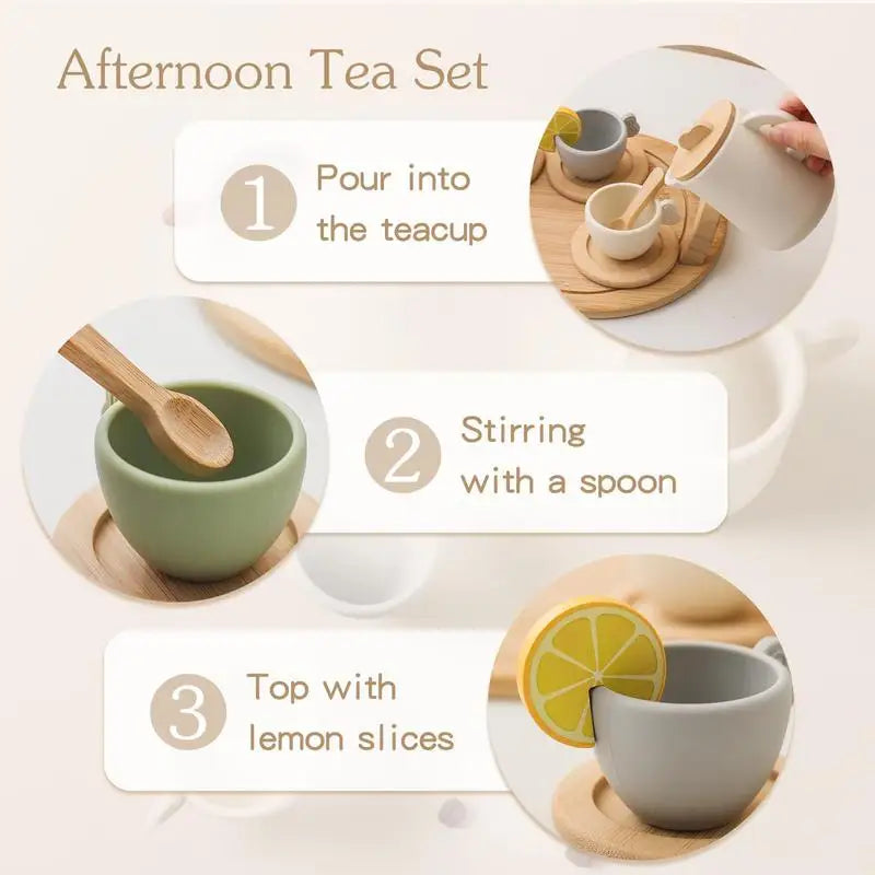 Wooden Miniature Tea Set