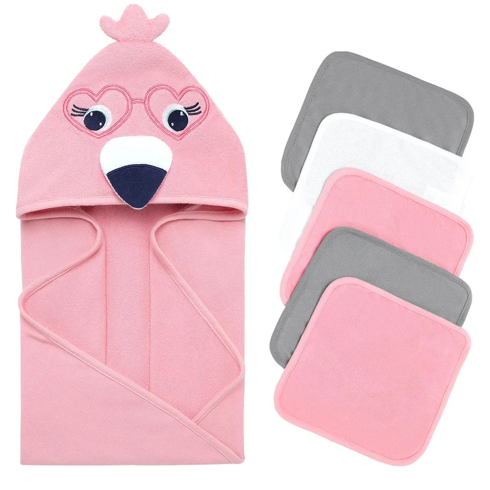 Cartoon Baby Bath Soft Hooded Towels