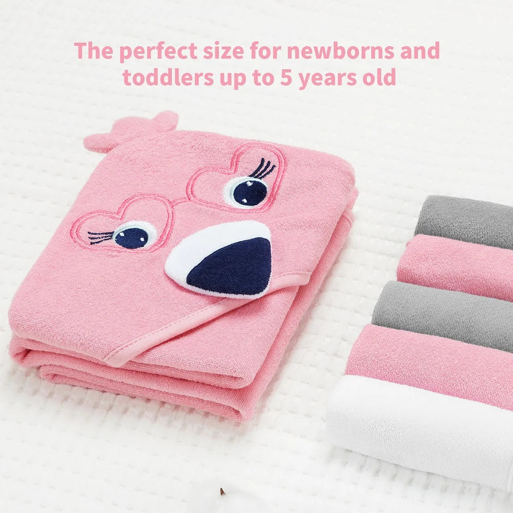 Cartoon Baby Bath Soft Hooded Towels