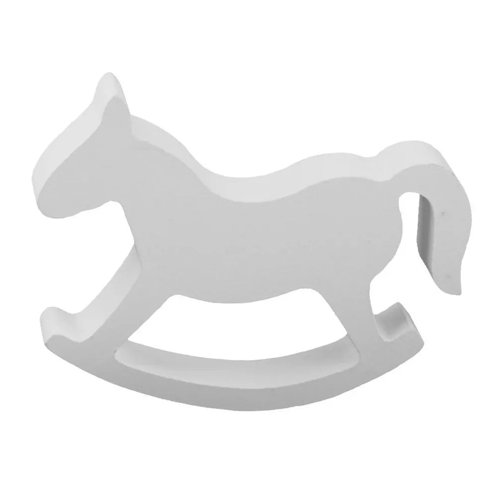 White Rocking Horse  Wooden Decor Ornament