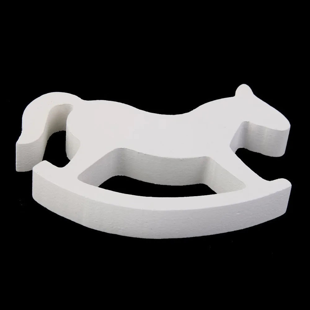 White Rocking Horse  Wooden Decor Ornament