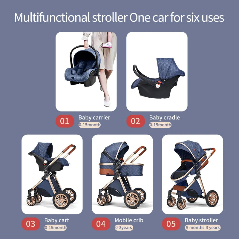 baby stroller 3 in 1 with car seat Fashion Baby Stroller 3 in 1 Luxury Gray / CHINA