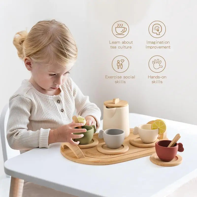 Wooden Miniature Tea Set